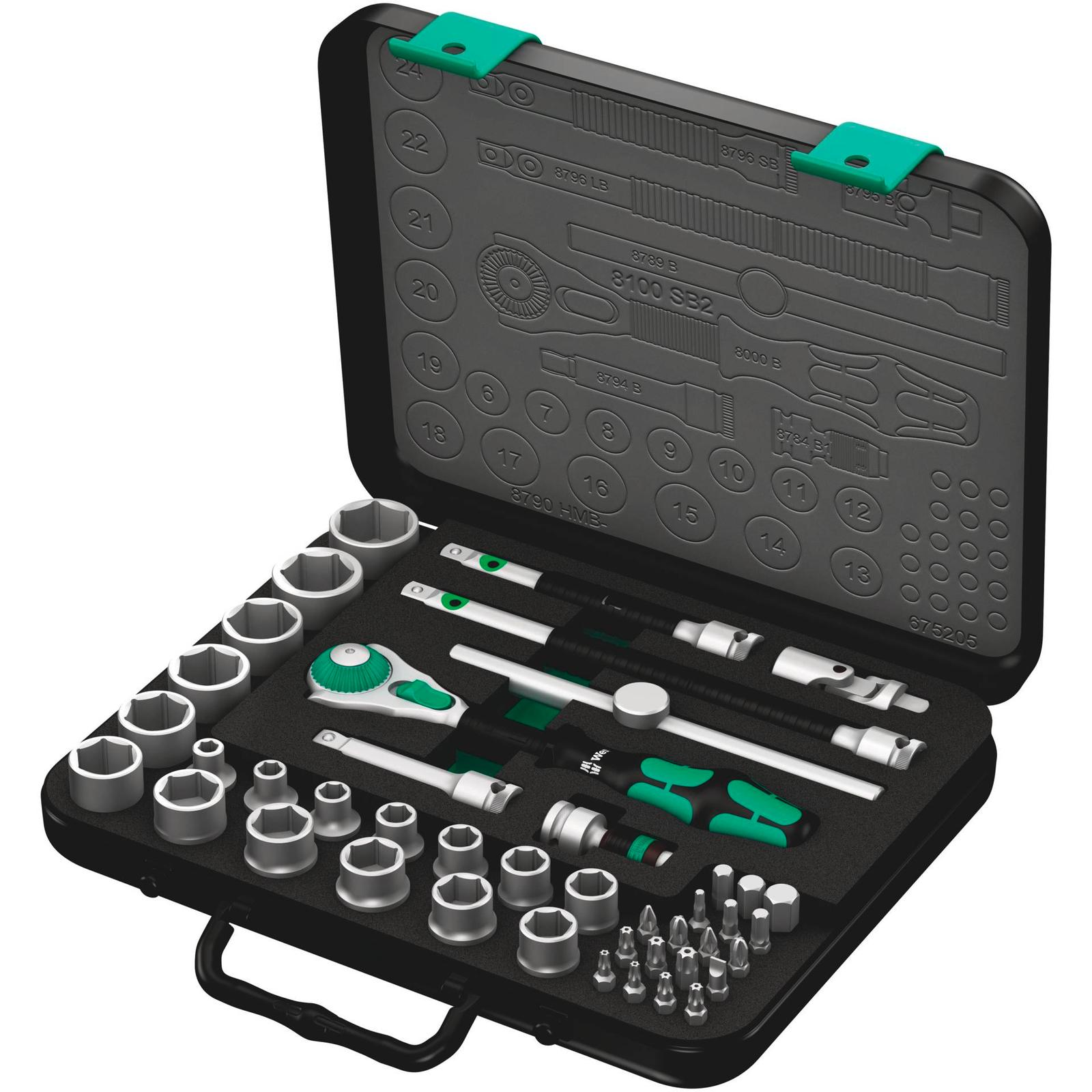 Wera 8100 SB 2-ступенчатая скорость вращения- Knarrensatz, 3/8 дюйма в длину, метр